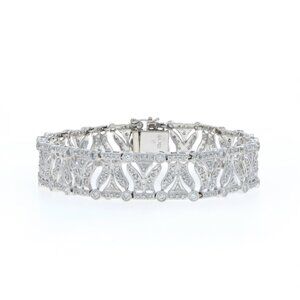 White Gold Diamond Bracelet 6 1/2" - 18k Round Brilliant 3.30ctw